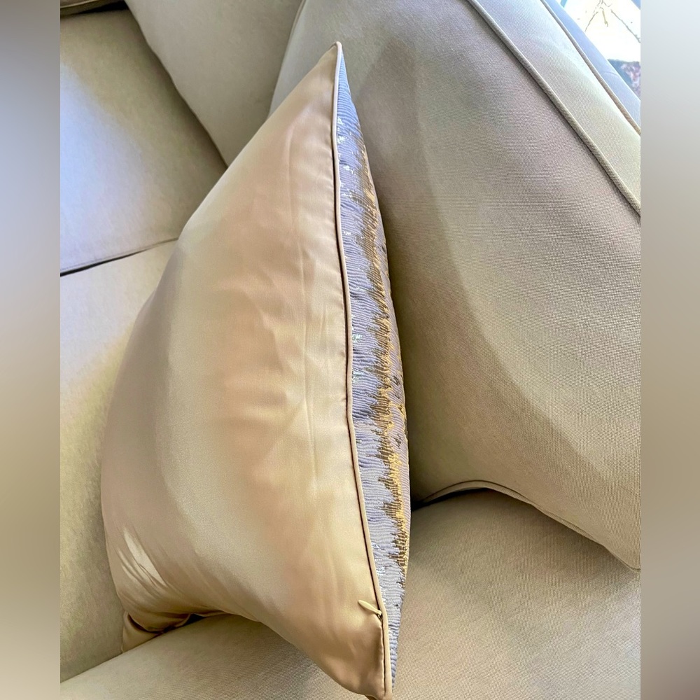 Two Luxury Gold and silver waves glam pillow cover. - Picture 3 of 10